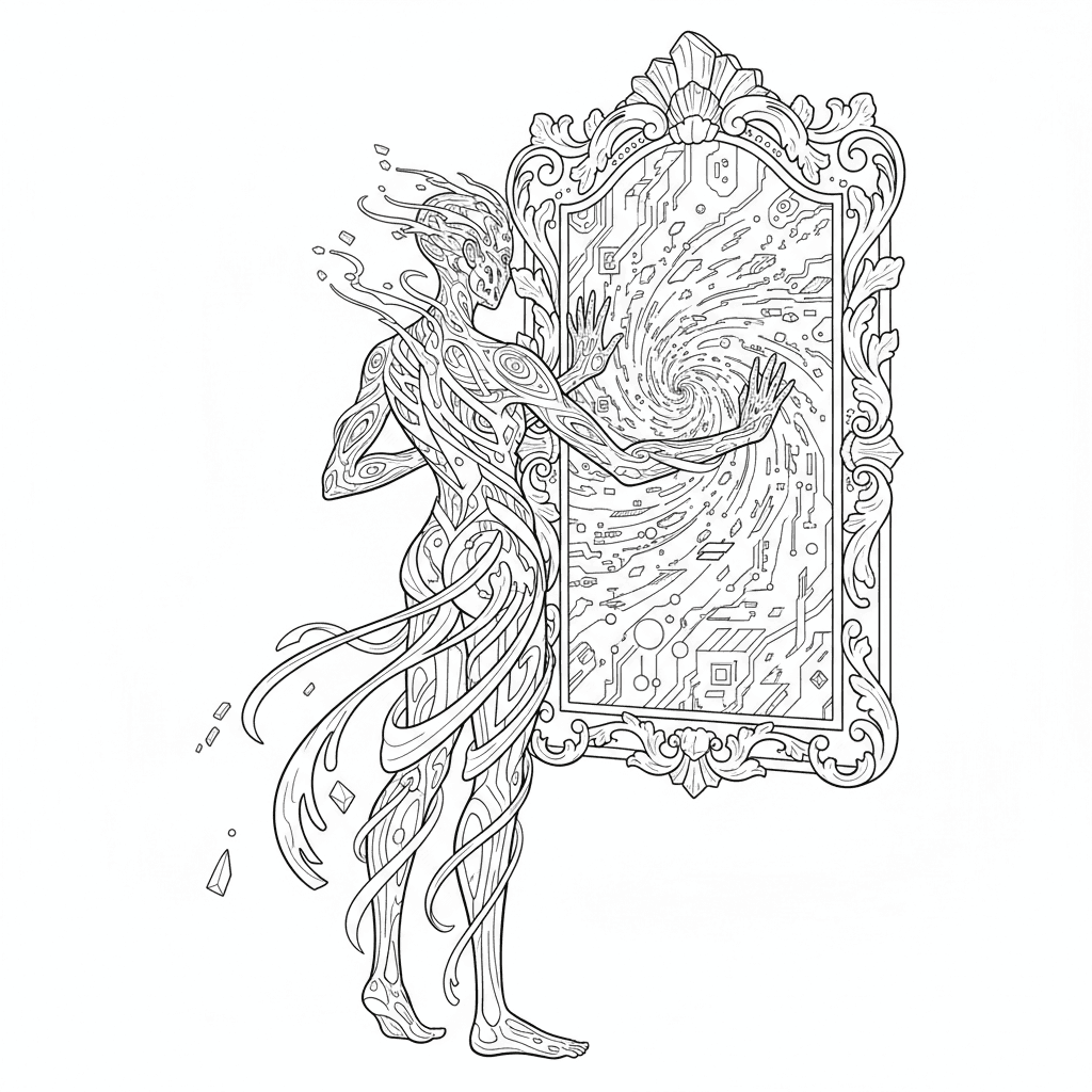 Ausmalgeschichte: Das Geheimnis im Spiegel