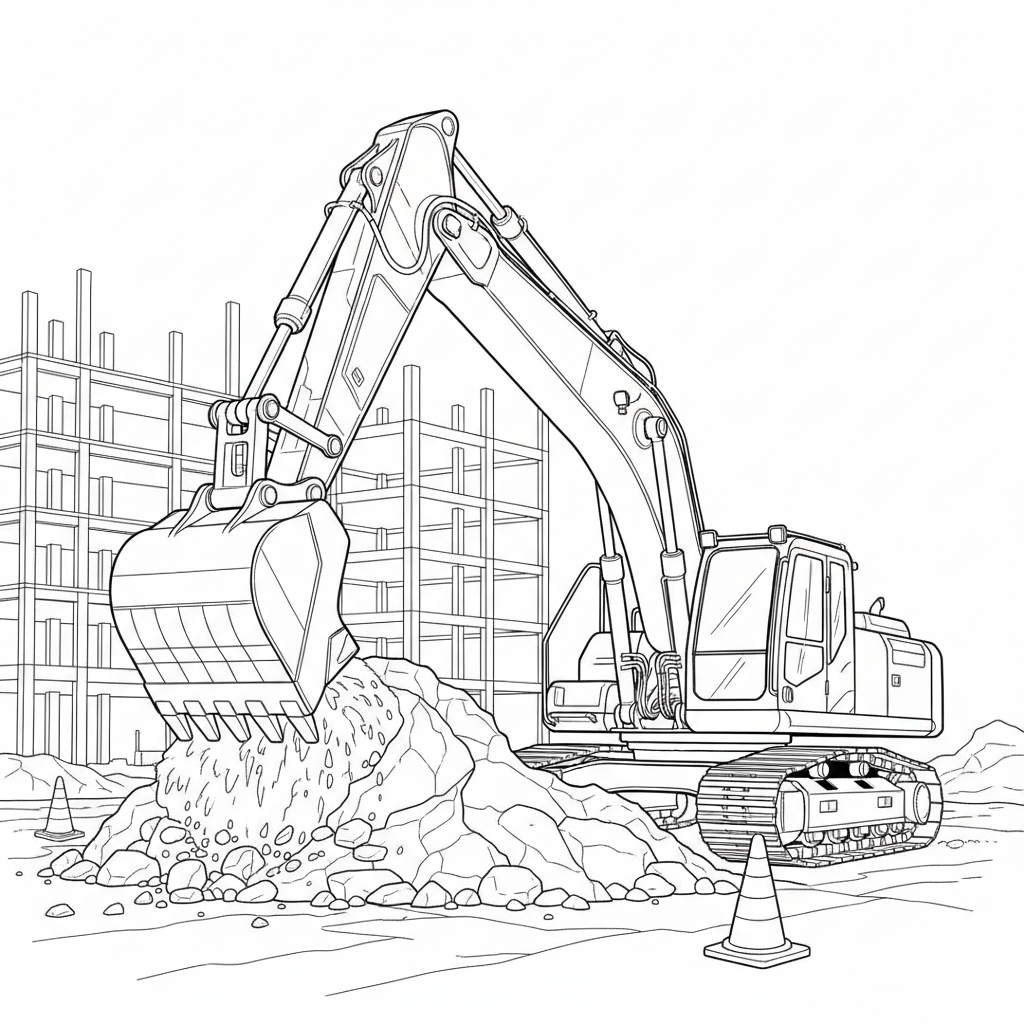Ein großer Bagger auf einer Baustelle
