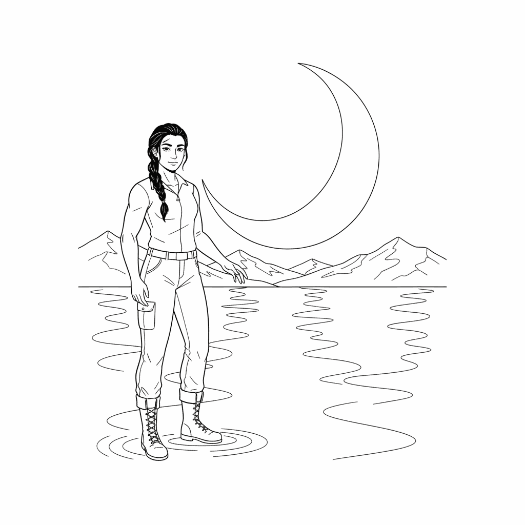 Coloring page from a mini story about a majestic blue whale swimming in a lake of liquid gold. – page 4
