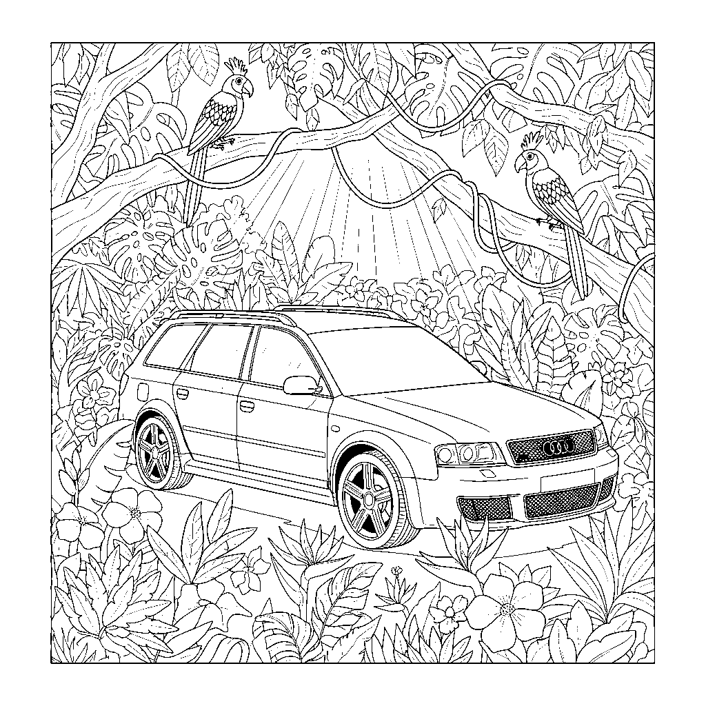 Ein Audi RS6 C5 von 2004 steht im Urwald