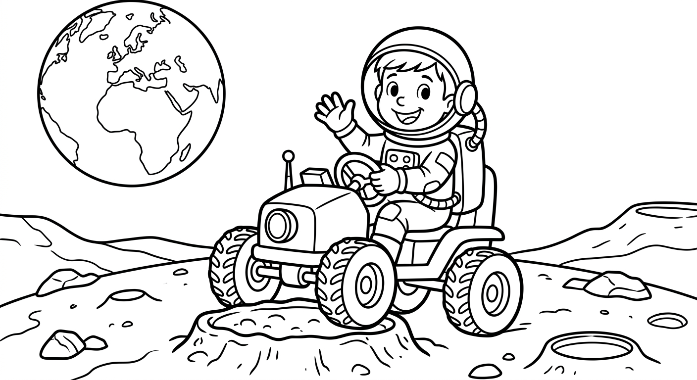 Ein Astronaut auf einem Mondrover