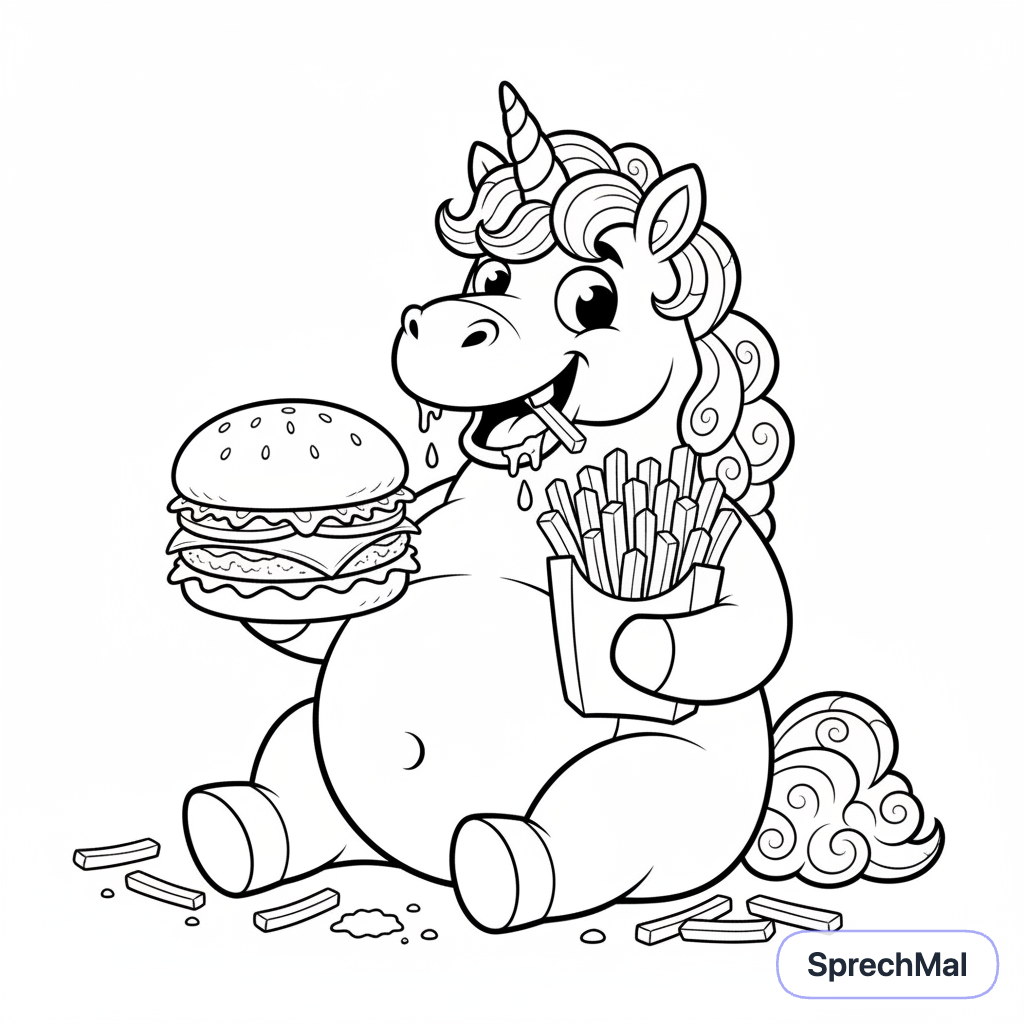 Einhorn Schmaus mit Pommes