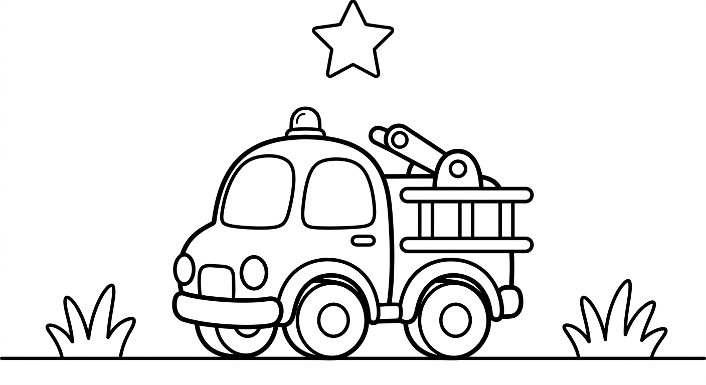 Ein kleines Feuerwehrauto im Spielzeug-Stil