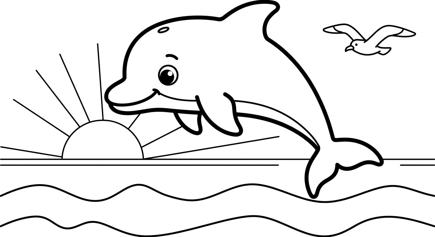 Ein Delfin bei Sonnenuntergang