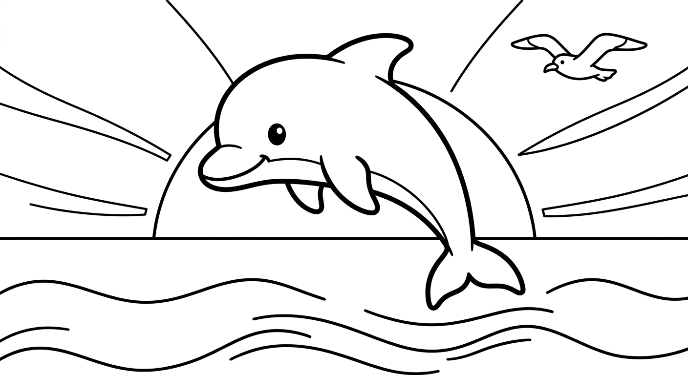 Ein Delfin bei Sonnenuntergang