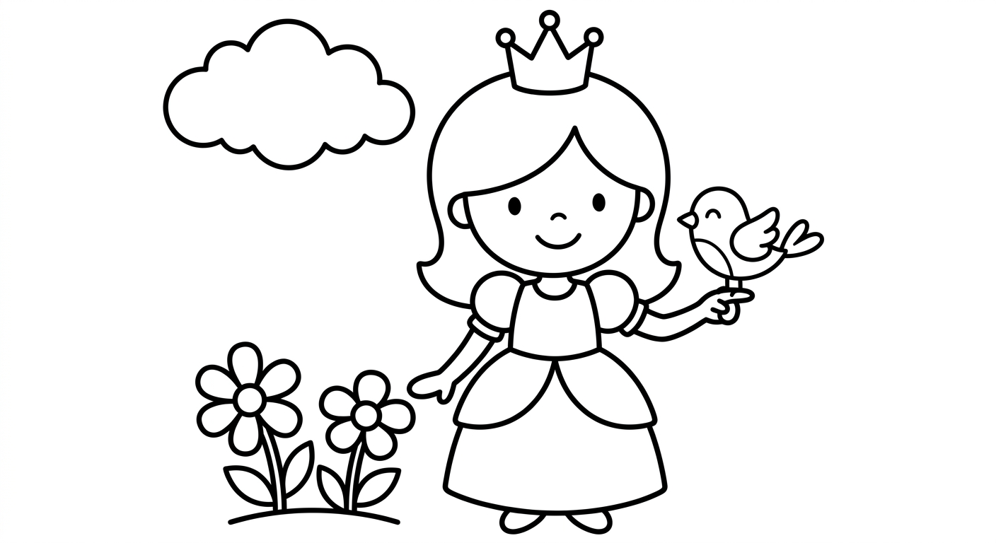 Eine Prinzessin mit einem Vogel auf der Hand