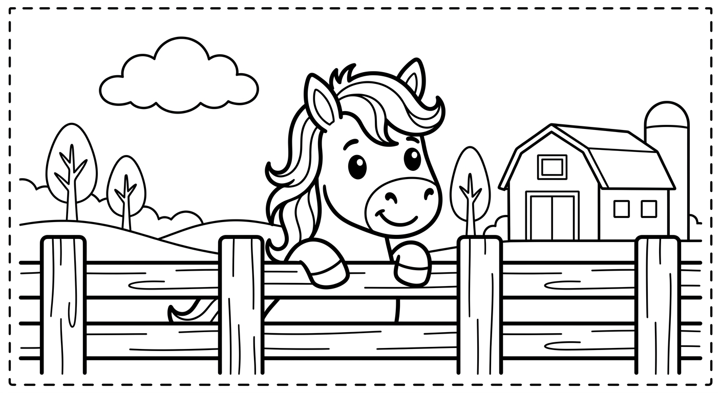 Ein Pferd schaut über den Zaun