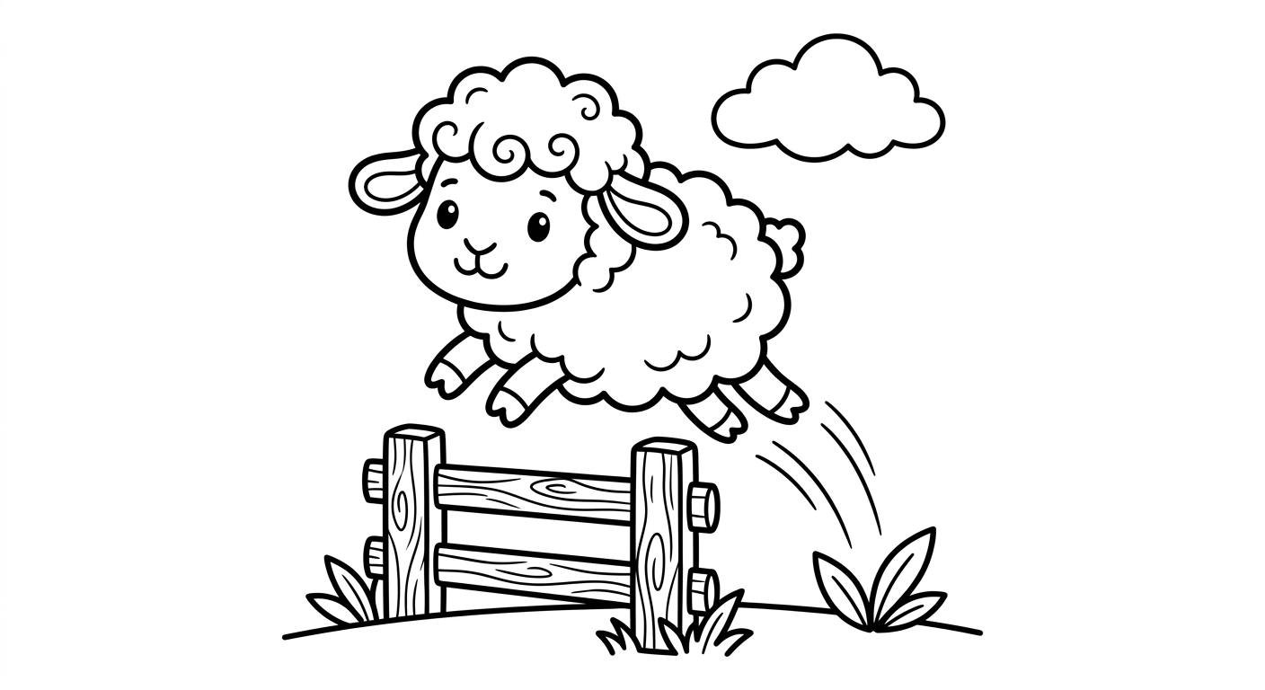 Ein Schaf springt über einen Zaun