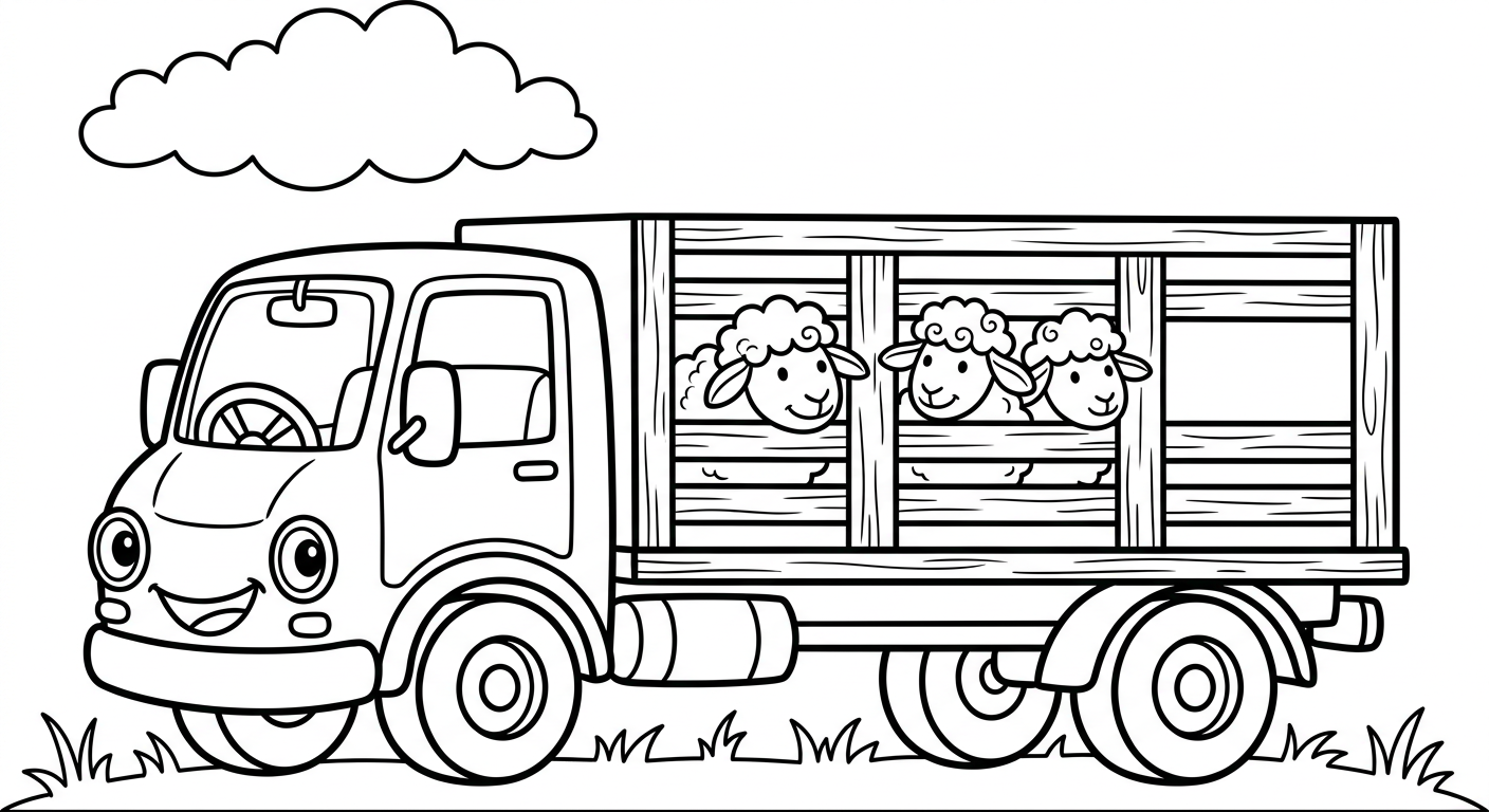 Ein LKW mit Tieren auf dem Anhänger