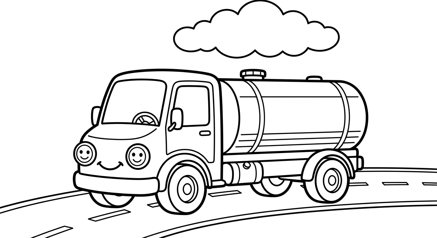 Ein Tanklaster mit rundem Tank