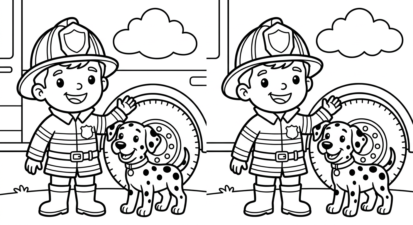 Ein Feuerwehrmann mit einem Hund