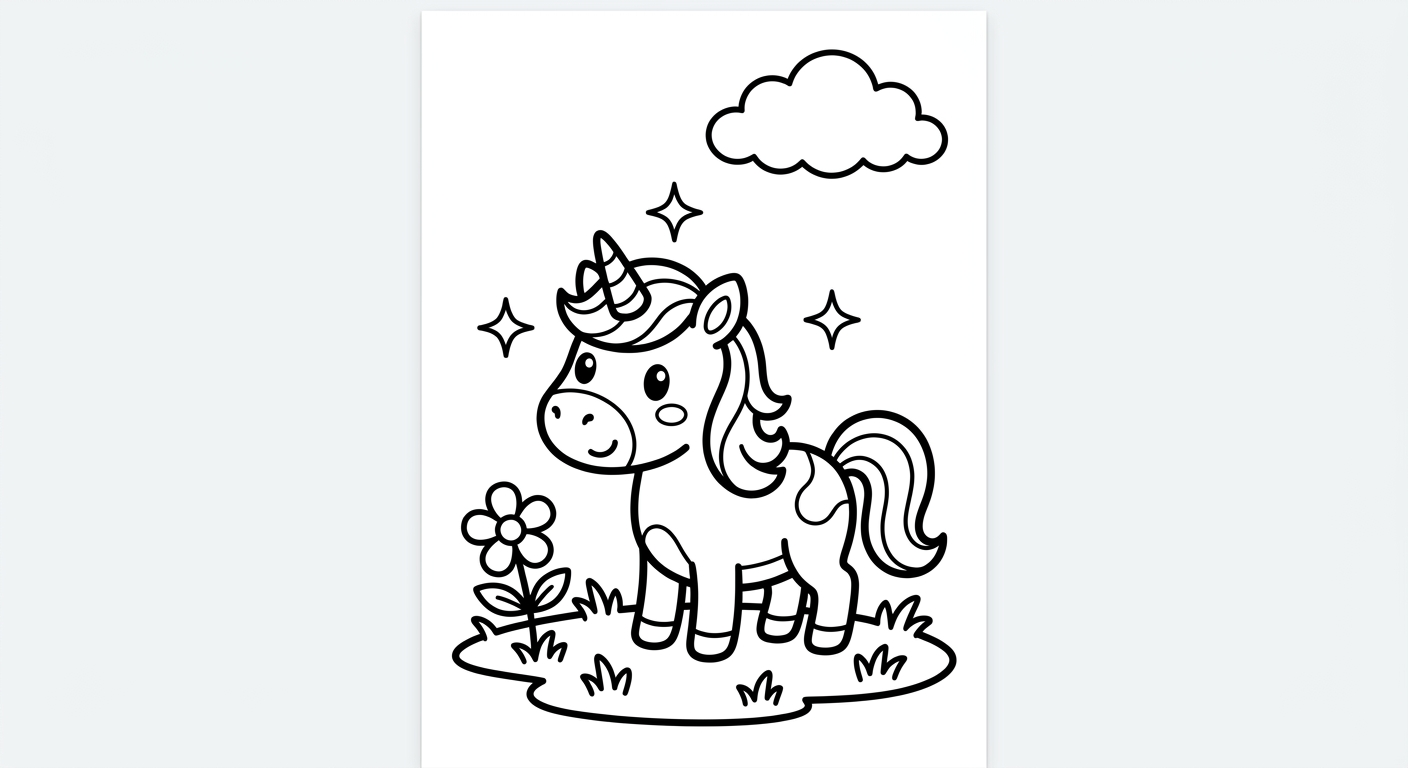 Ein Einhorn mit Glitzersternen