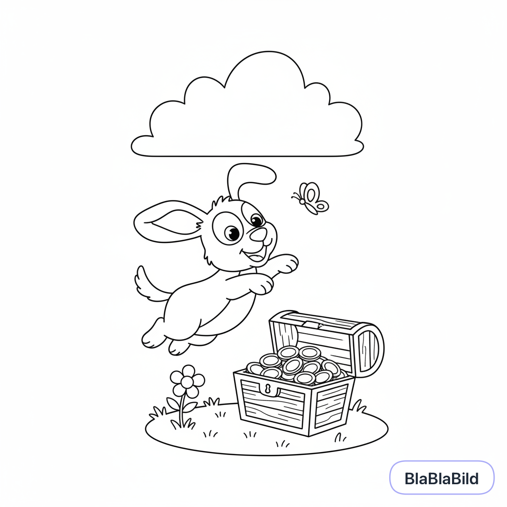 Ein fröhlicher Hund springt vor Freude über eine funkelnd