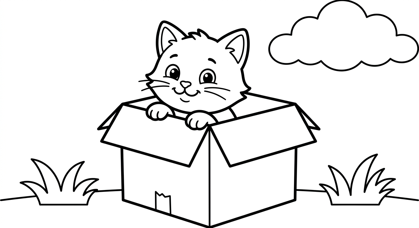 Eine Katze in einer Schachtel