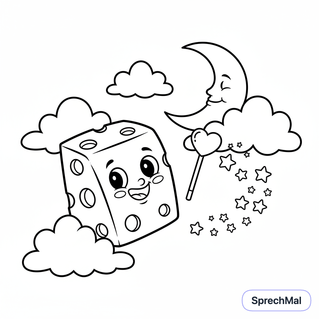 Malvorlage: Der Käse fliegt in den Raum und dadurch eine Stange aus g…