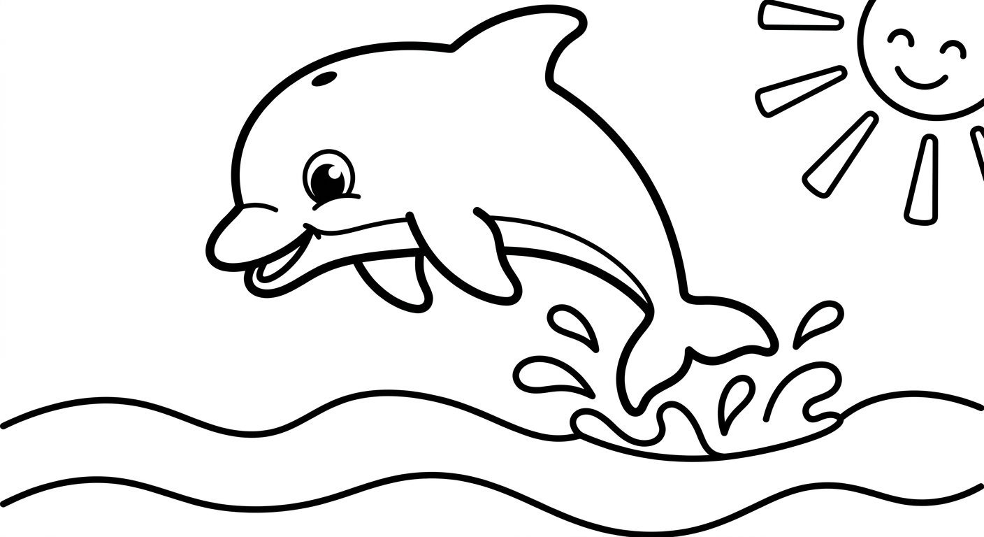 Ein Delfin springt aus den Wellen