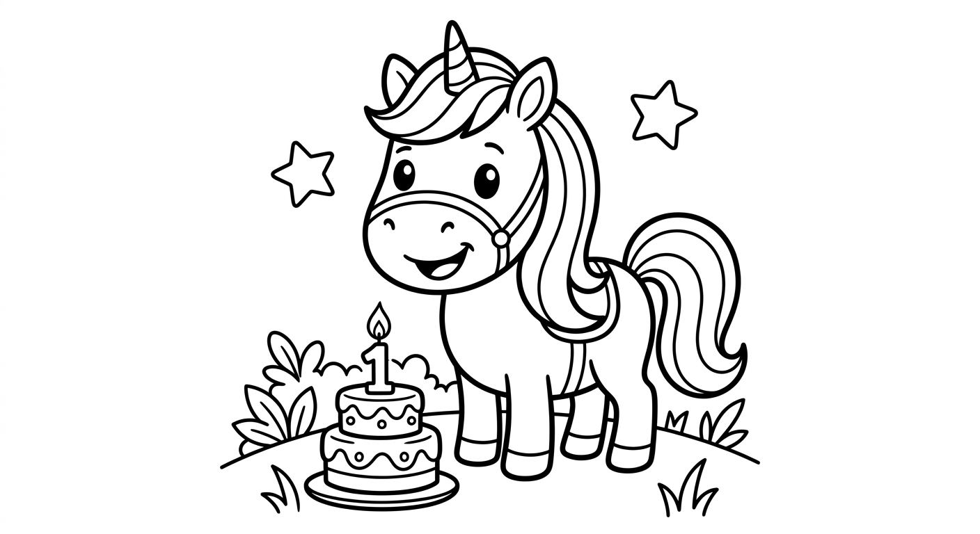 Ein Einhorn mit Tortenmotiv