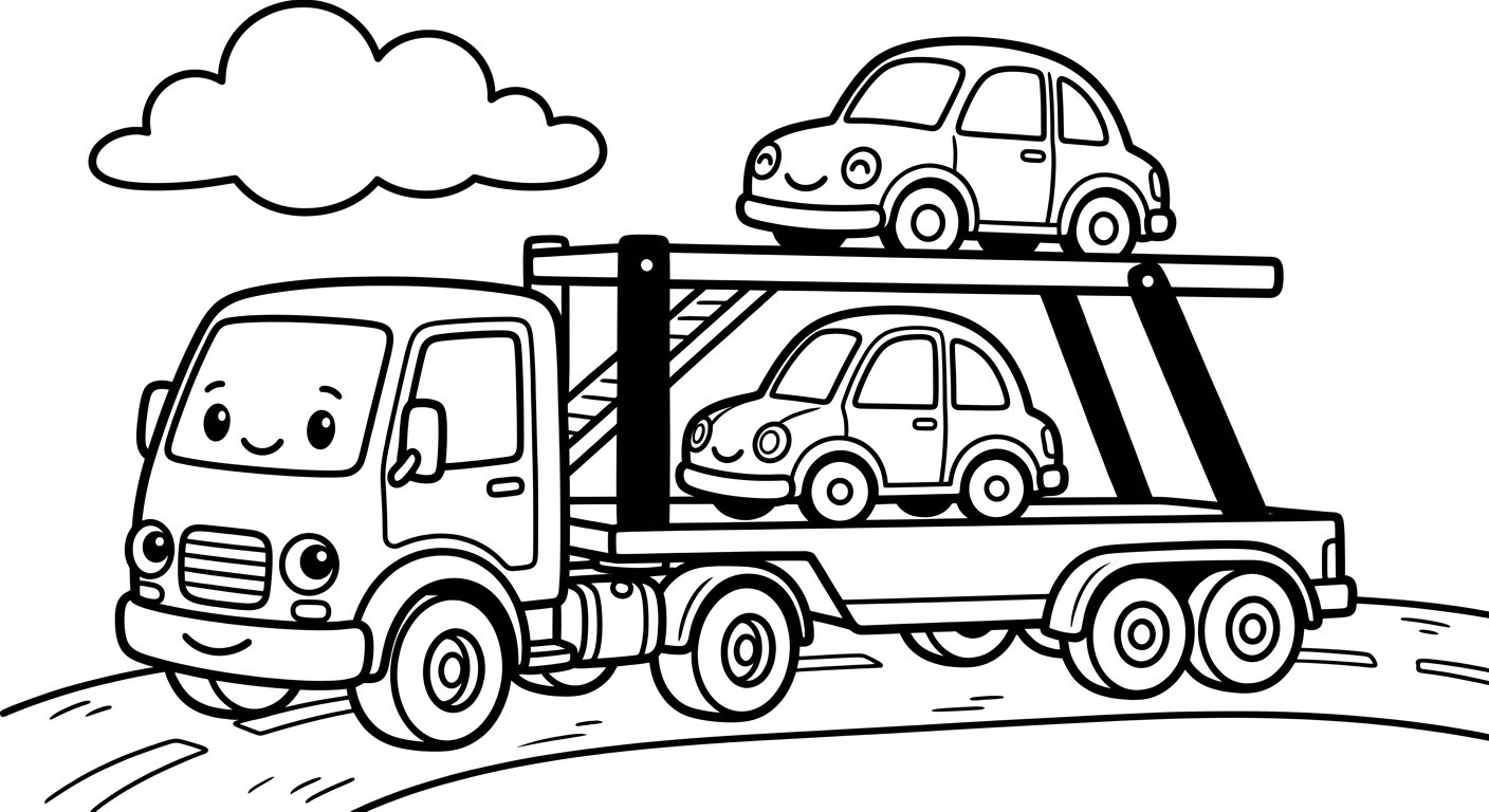 Ein LKW mit Autos auf der Ladefläche