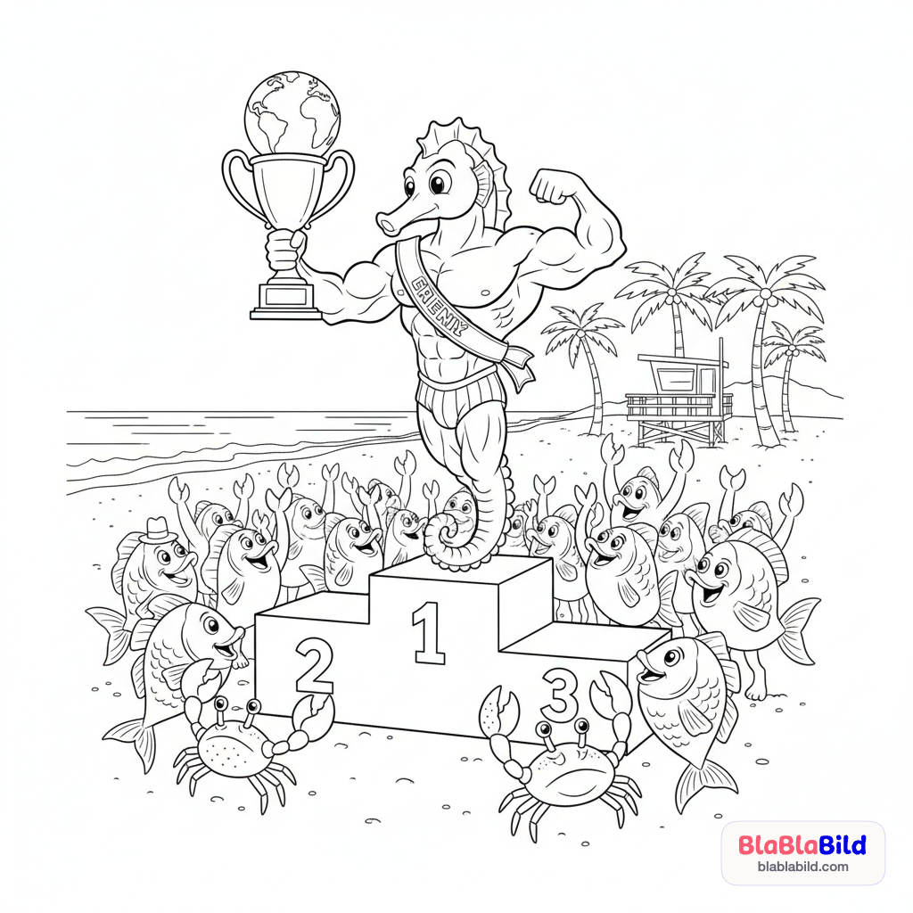 Ein muskulöses Seepferdchen gewinnt den Mr Universe Conte…