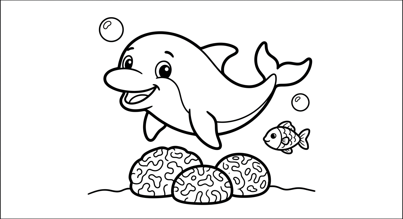 Ein Delfin im Korallenriff