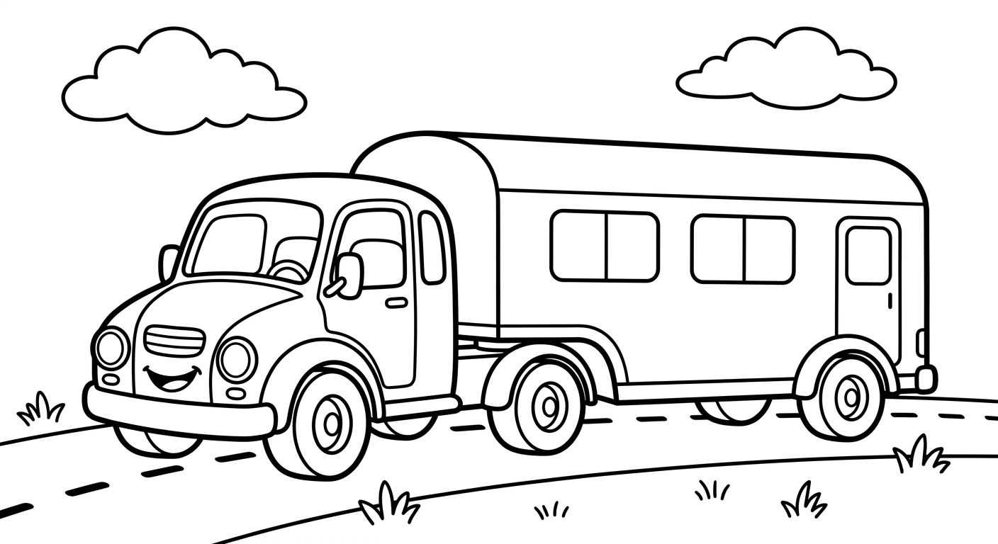 Ein großer LKW mit Anhänger