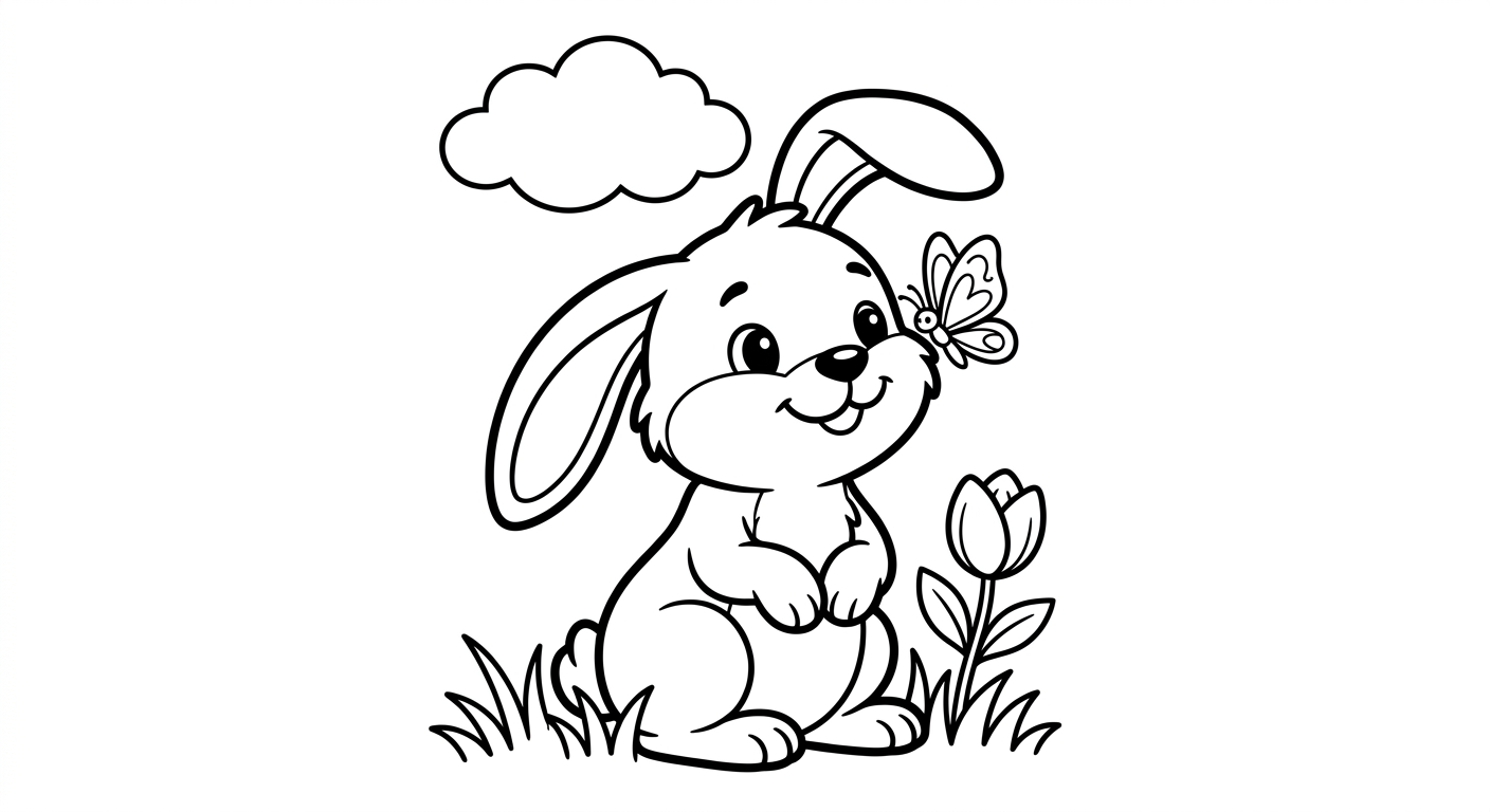 Ein Hase mit einem Schmetterling auf der Nase