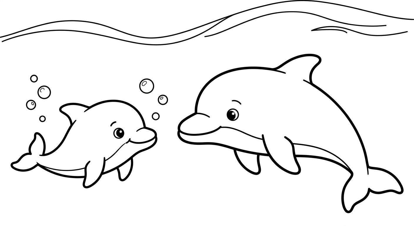 Ein Delfinbaby mit seiner Mutter