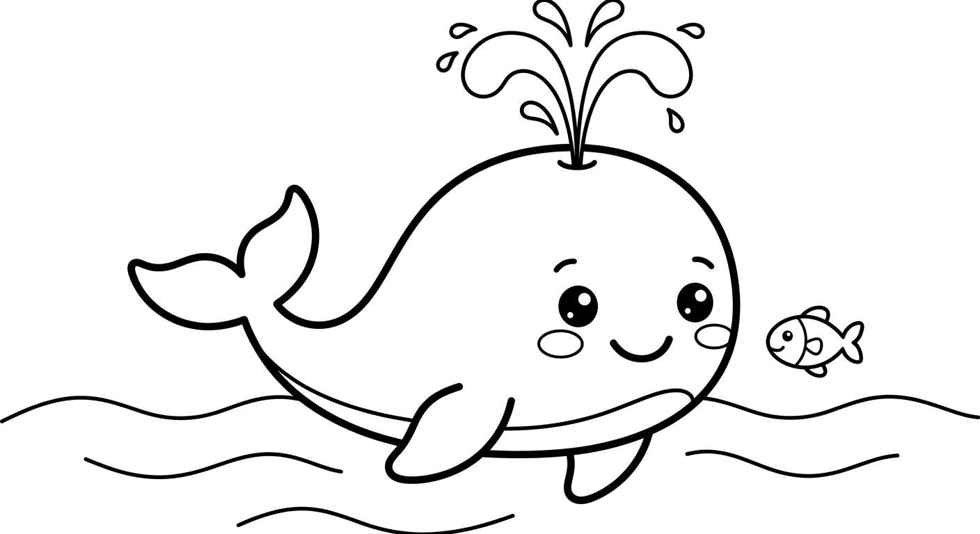 Ein freundlicher Wal schwimmt mit einem Fisch