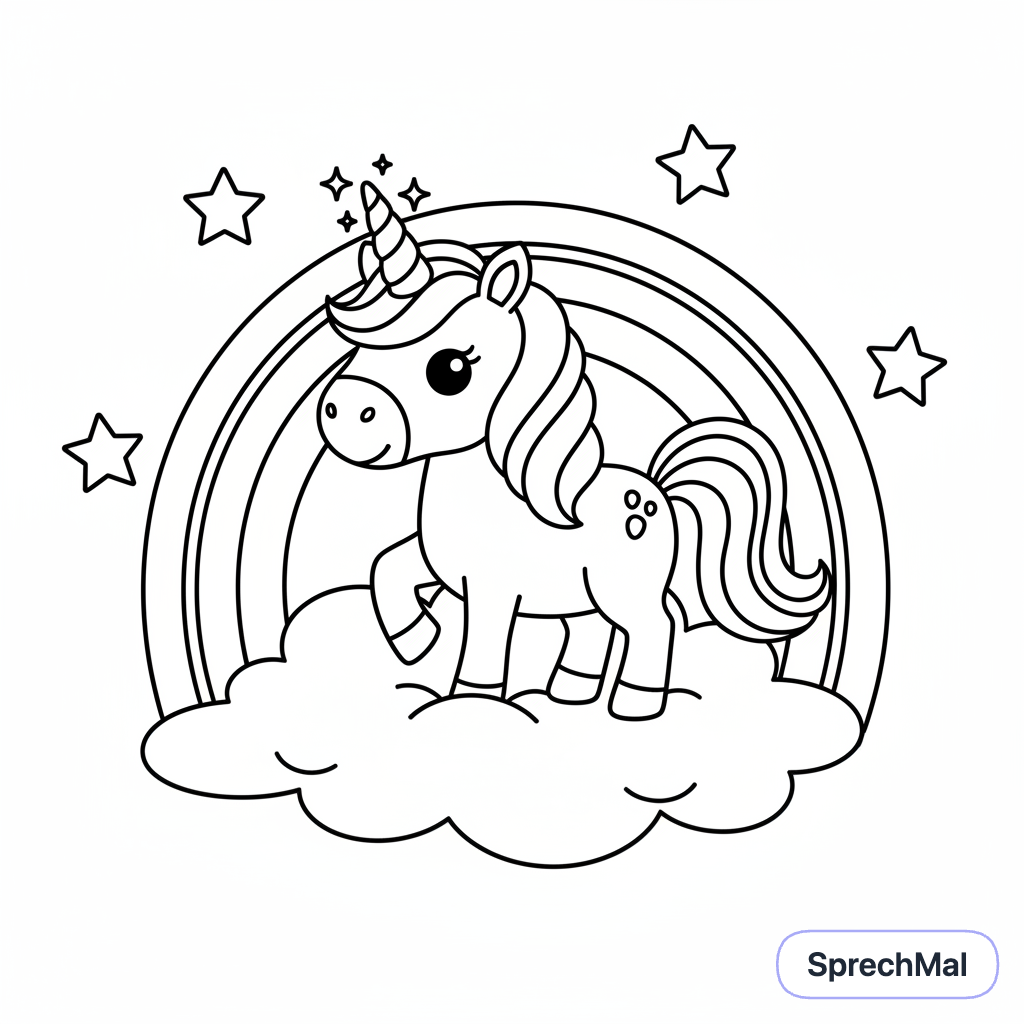 Malvorlage: Mal mir ein Bild von einem Einhorn