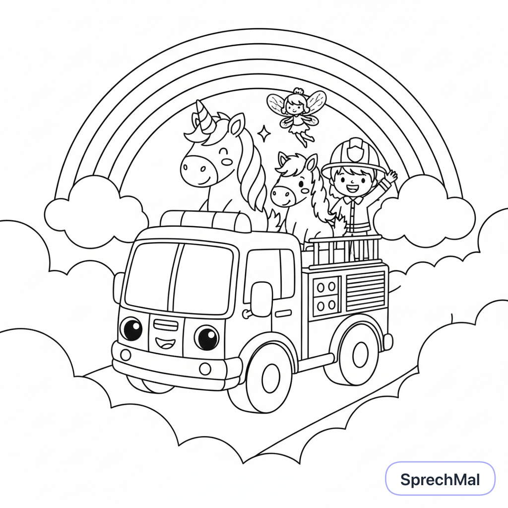 Mini-Geschichte: Das Einhorn-Feuerwehrauto