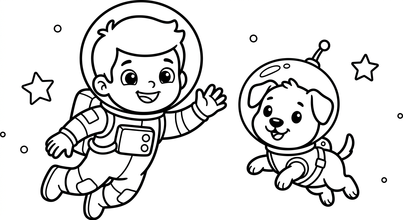 Ein Astronaut mit Hund im Helm