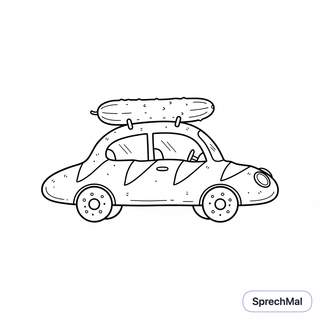 Malvorlage: Ein ein Auto aus Baguette nur aus Baguette zum Ausmalen,…