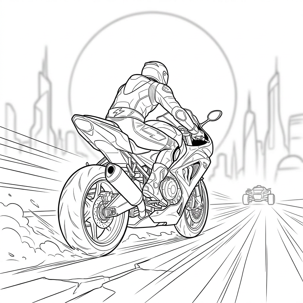 Seite 4: Mit einem letzten Ruck beschleunigt das Düsentriebwerk, die Räder finden Halt. Die Verfolgung ist abgehängt, nur das Echo des Motors hallt durch die Nacht. Der Fahrer atmet aus, der Stahl seines Bikes vibriert unter ihm.