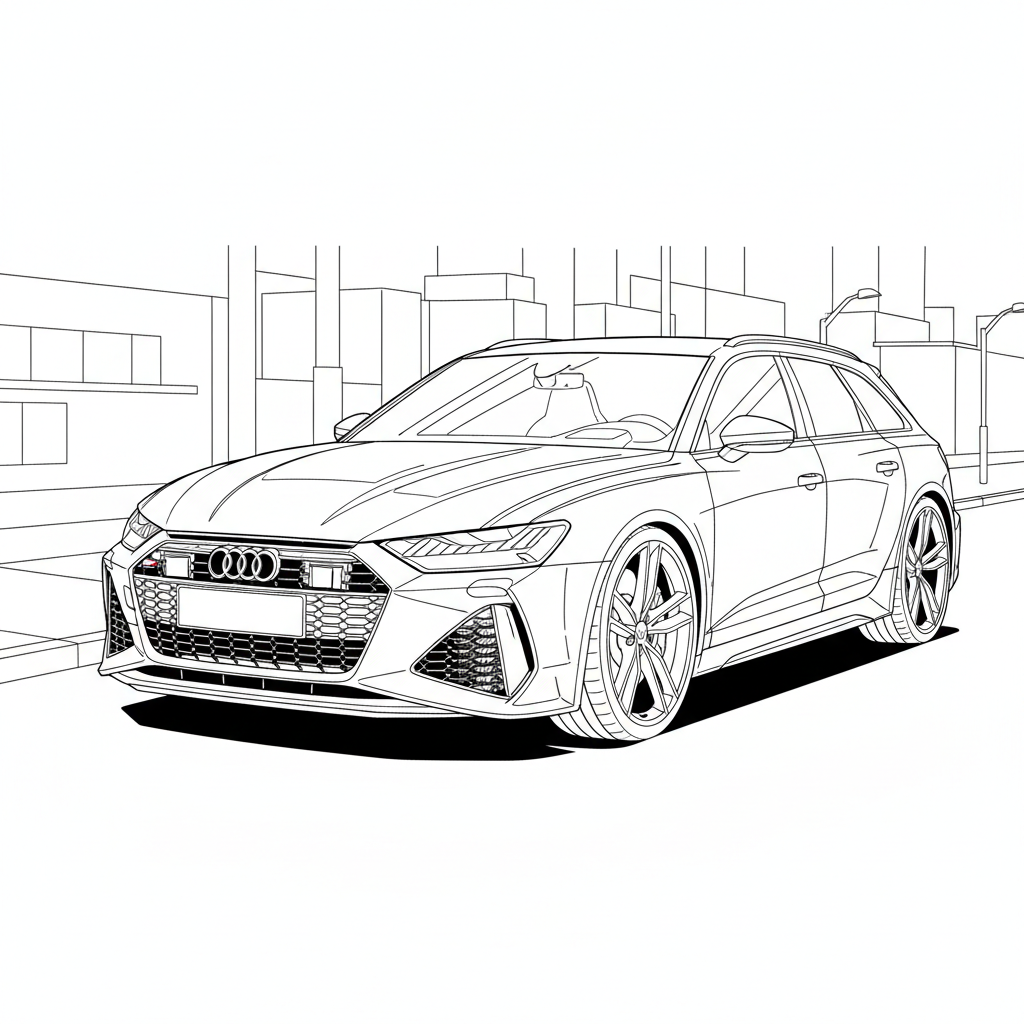 Seite 1: Der Audi RS6 gleitet durch die neonbeleuchtete Stadt, sein Motor summt leise. Der Asphalt knirscht unter den Reifen, während der Fahrer konzentriert die Straße scannt. Ein geheimnisvolles Leuchten zieht ihn tiefer in das Labyrinth der Gassen.