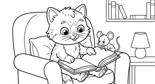 Ausmalgeschichte: Die Katze und die Maus