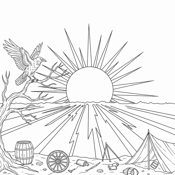 Ausmalgeschichte: Die rote Sonne lacht