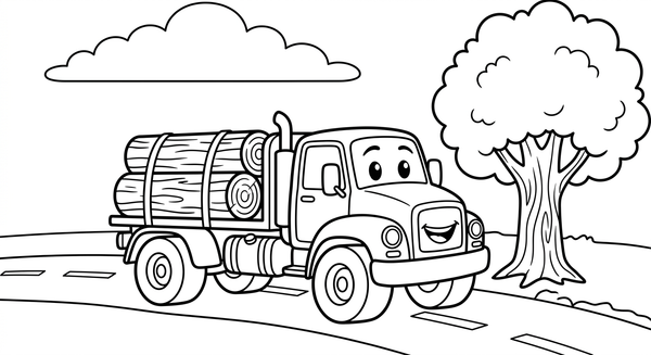 Malvorlage: Ein LKW mit Holzladung
