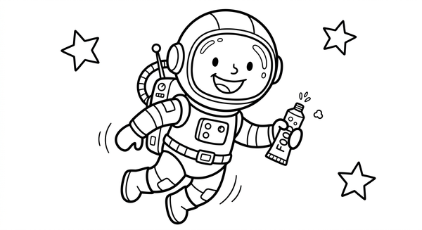 Malvorlage: Ein Astronaut isst aus einer Tube