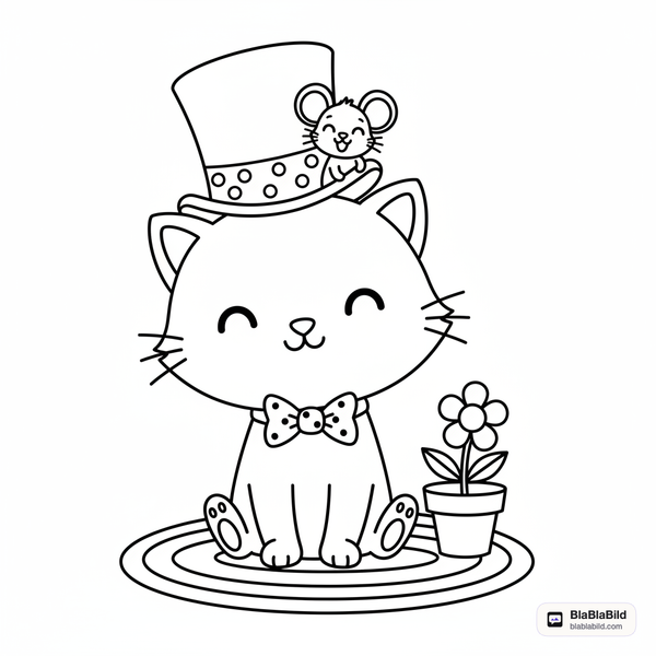 Ausmalgeschichte: Die schicke Katze und die Maus