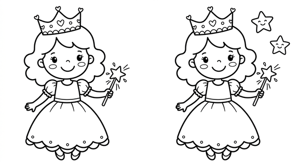 Malvorlage: Eine kleine Prinzessin mit Spielzeugkrone